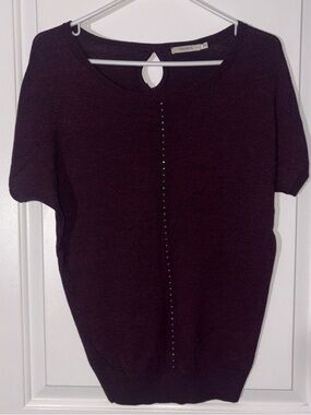 Ricki's Short Sleeve Knit Top in Dark Plum